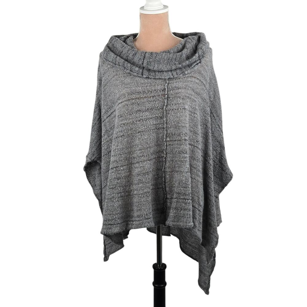 Free People Banana Split Cowl Neck Sweater Slouchy Sheer Grey Medium